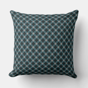 Coussin Plaque de tartan croisé bleu avec léger relief gri