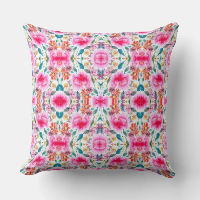 Coussin Plaque d'immatriculation de fleurs aquarelles colo (Recto)