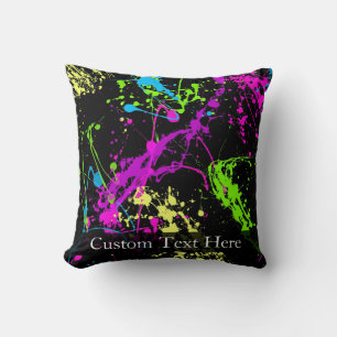 Coussin Plaque noire/néon personnalisée