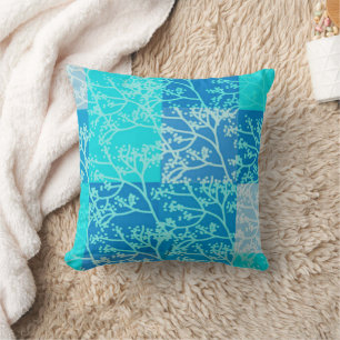 Coussin Plaques de feuillage aux tons bleus