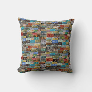 Coussin Plaques de licence vintages