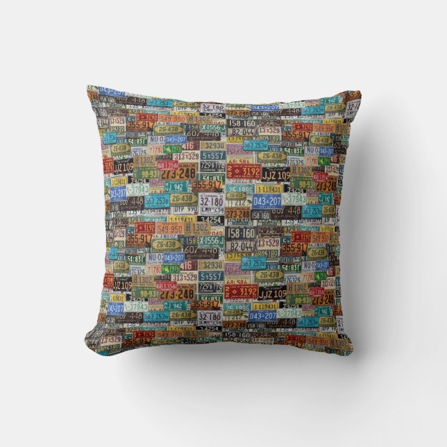 Coussin Plaques de licence vintages (Recto)