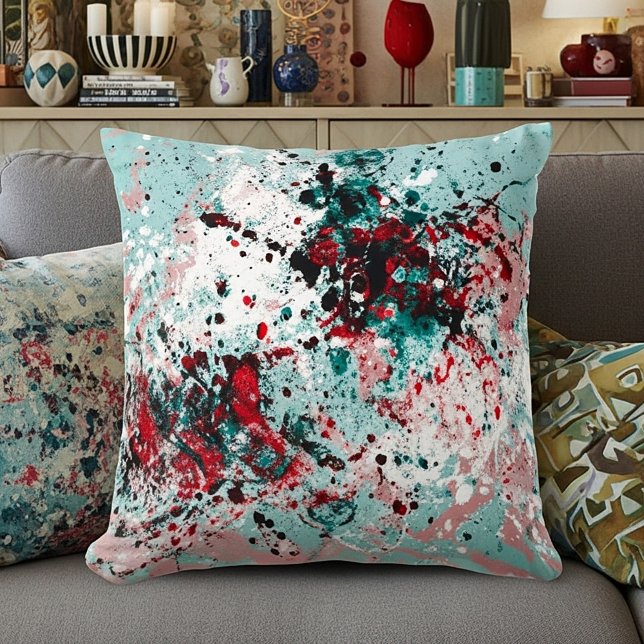 Coussin Plaques rouges et turquoises (Créateur téléchargé)