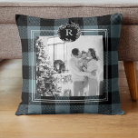 Coussin Plat bleu moderne | Photo de famille | Initiale<br><div class="desc">Plat bleu moderne | Photo de famille | Initiale</div>