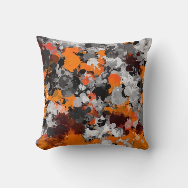 Coussin Plat de peinture orange et gris (Recto)