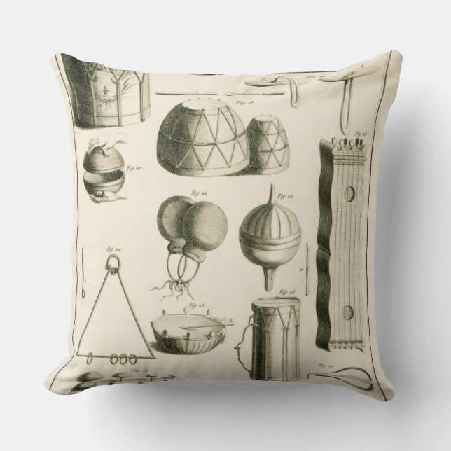 Coussin Plat II : Instrument de percussion antique et (Recto)