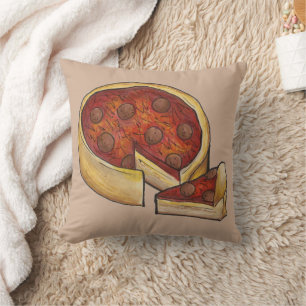 Coussin Plat profond Pepperoni Pizza Chicago Illinois IL F