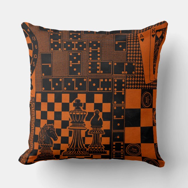 Coussin plateau de dames d'échecs de cartes à jouer de flé (Recto)