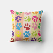 Coussin Playful Colorful Paw Prints Striped Pattern Nurser (Verso)
