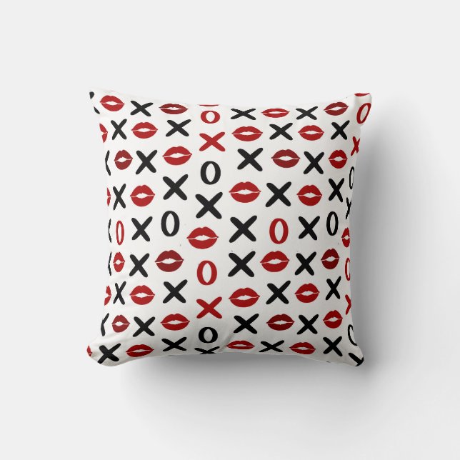 Coussin Playful XO & Red Lips – Modern Love Pattern (Recto)