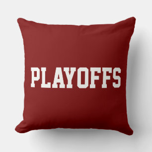 Coussin PLAYOFFS 70s Texte Athlétique Blanc Sur Fond Rouge