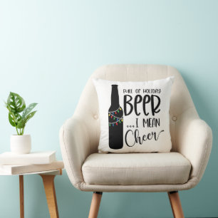 Coussin Plein de bière de Noël et de joie Boire amusant
