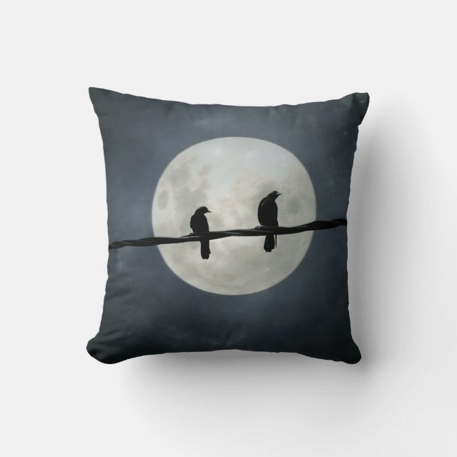 Coussin Pleine lune Crows Sur La Ligne (Recto)