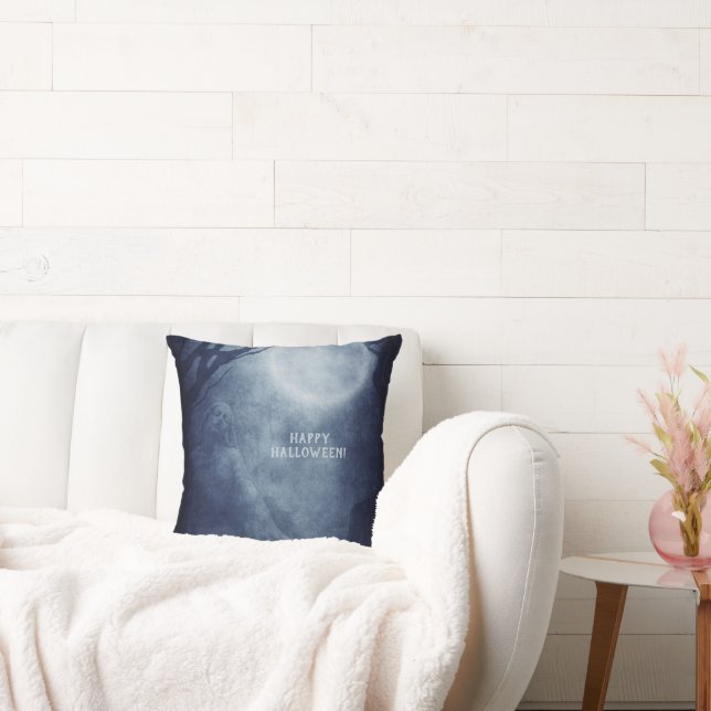 Coussin Pleine lune fantôme d'Halloween éffrayant en soiré (Canapé)