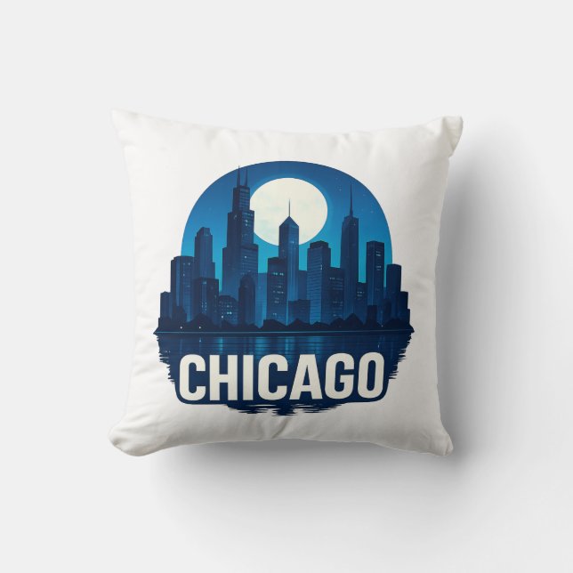 Coussin Pleine lune Skyline de Chicago (Recto)