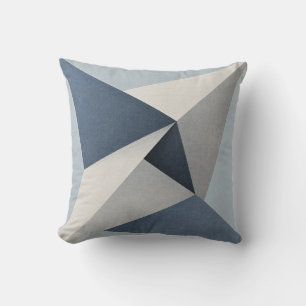 Coussin Pliage géométrique angulaire gris-bleu