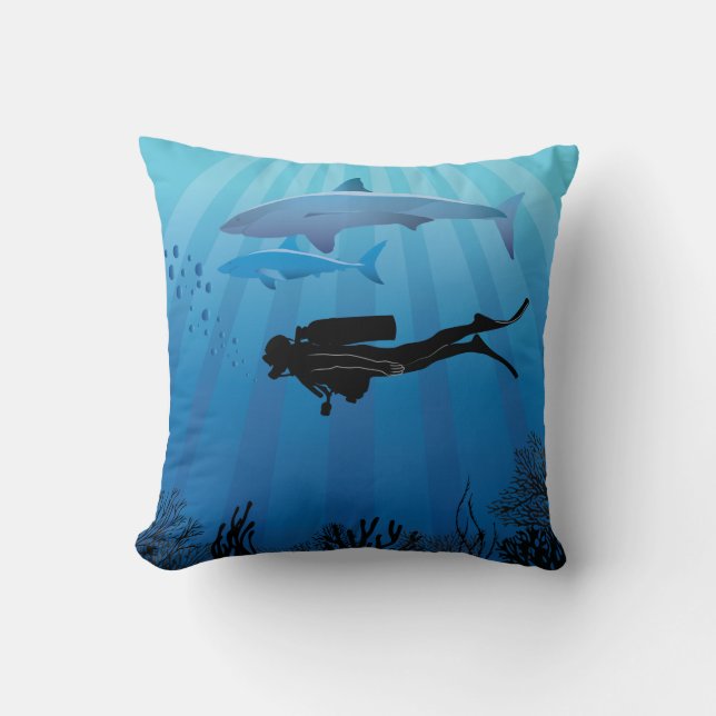 Coussin Plongée de requin Plongée plongée (Recto)