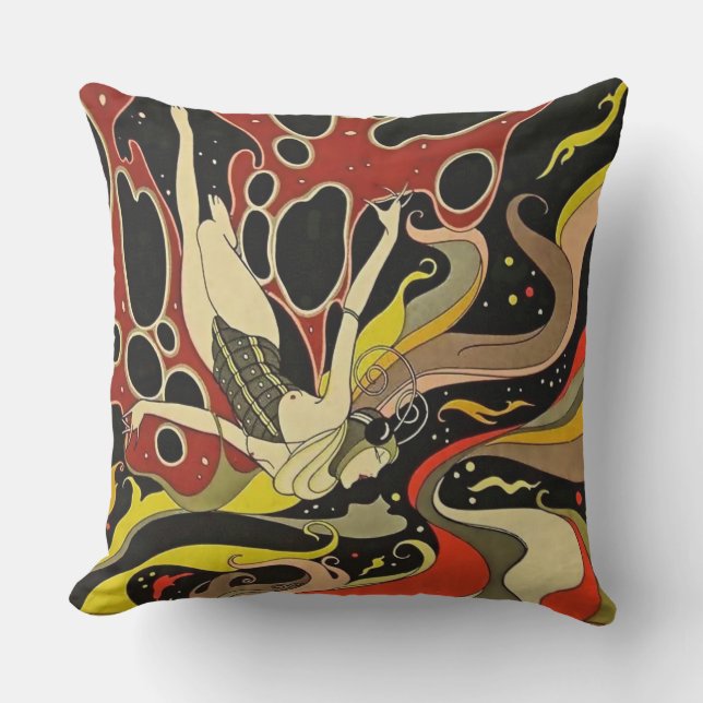 Coussin « Plongée sous-marine » Art déco de J Carlos (Recto)
