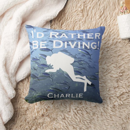 Coussin Plongeur Scuba Design "Je préfère Plonger" (Couverture)