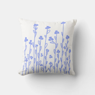 Coussin Plorale minimaliste bleu blanc doodé moderne