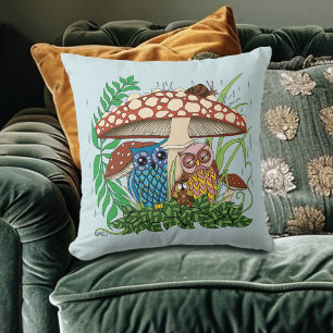 Coussin Pluie de champignons de la famille de la chouette