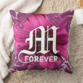 Coussin Plum Custom Gerber Daisy Monogram Mariage Date (Couverture)