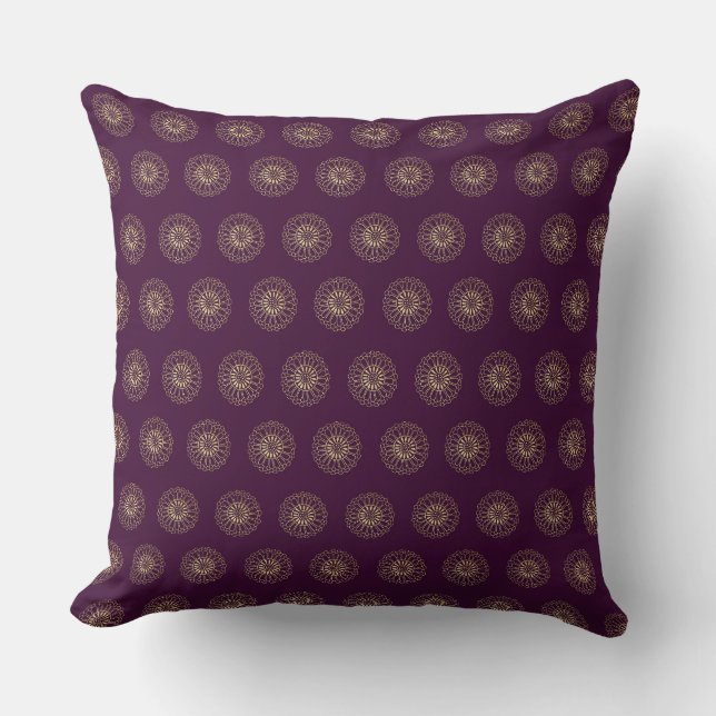 Coussin Plum | Golden Zinnia Flower Medallions (Recto)