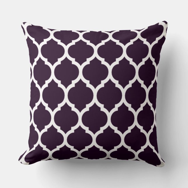 Coussin Plum profond violet élégant Quatrefoil marocain ma (Recto)