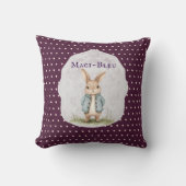 Coussin Plum Purple Polka Dot Bunny Name Accent Pillow (Recto)