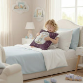 Coussin Plum Purple Polka Dot Bunny Name Accent Pillow