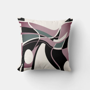 Coussin Plum vert noir sur blanc cassé Art Motif