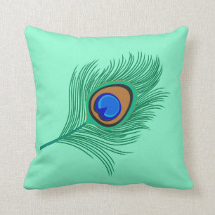 Coussin Plume de paon de turquoise sur l'Aqua léger