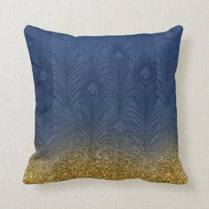 Coussin Plume de paon d'or de parties scintillantes de