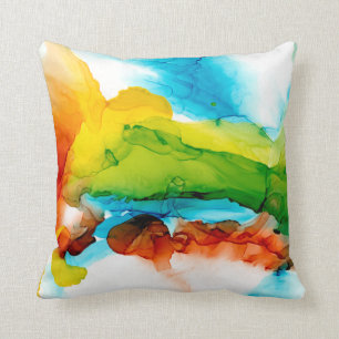 Coussin Plume primaire - aquarelles