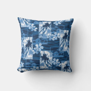 Coussin Plumeria hawaïen et palmier de l'île de Niihau