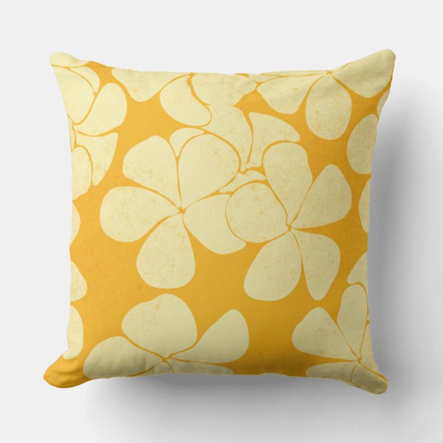Coussin Plumeria jaune sur jaune (Recto)