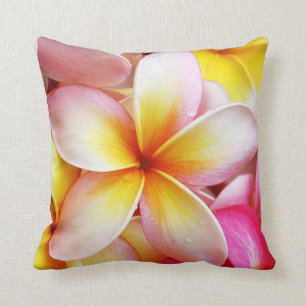 Coussin Plumeria violette rose Frangipani Fleurs
