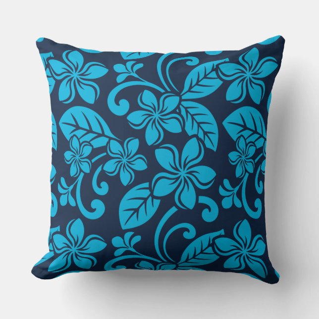 Coussin PLUMÉRIE DE L'ÎLE (Bleu x 2) (Recto)
