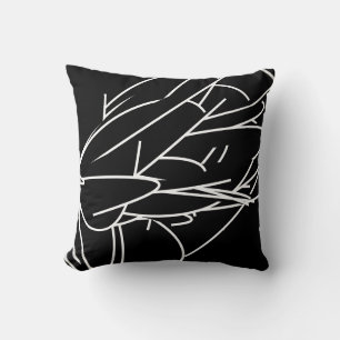 Coussin Plumes Abstraites noir et blanc