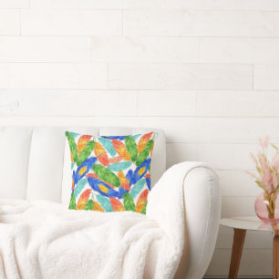 Coussin Plumes aquarelles colorées — Design d'art abstrait