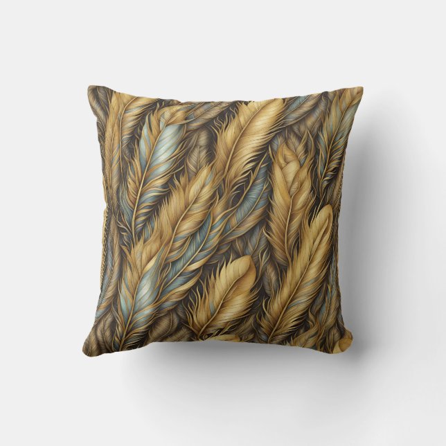Coussin Plumes Art Argent Doré  (Verso)