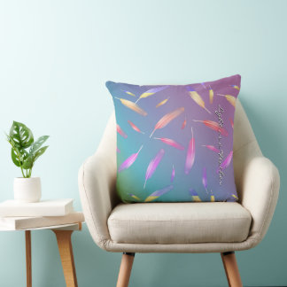 Coussin Plumes Couleur rayonnante Couleur dorée bleu viole