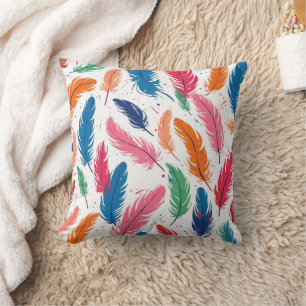 Coussin plumes courtes et colorées