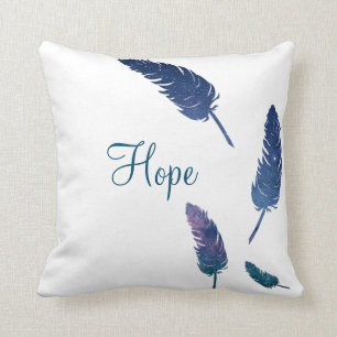 Coussin Plumes de galaxie avec le mot d'espoir là-dessus