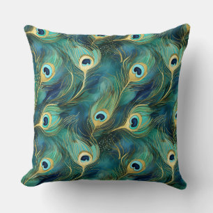 Coussin Plumes de paon