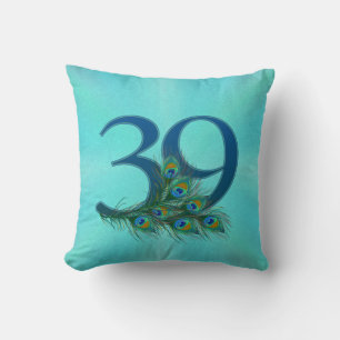 Coussin Plumes de Paon 39 Anniversaire Milestone