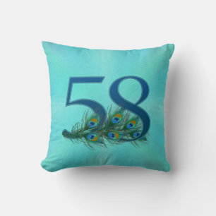 Coussin Plumes de paon 58 Anniversaire Milestone