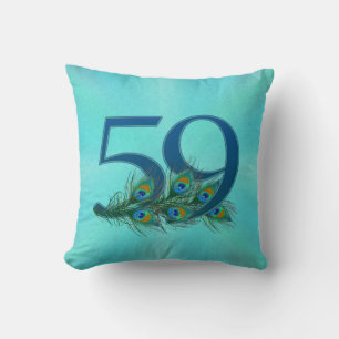 Coussin Plumes de paon 59 Anniversaire Milestone