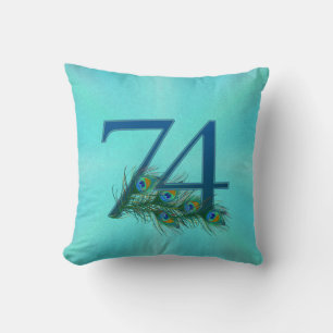Coussin Plumes de Paon 74 Milestone d'Anniversaire de Nais
