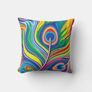 Coussin Plumes de paon Art Abstrait